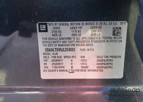 2018 GMC Terrain Sle from USA, damaged, VIN 3GKALTEV6JL254550